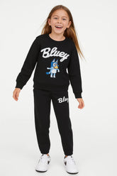 Kids “Bluey” Fleece Tracksuit – Black